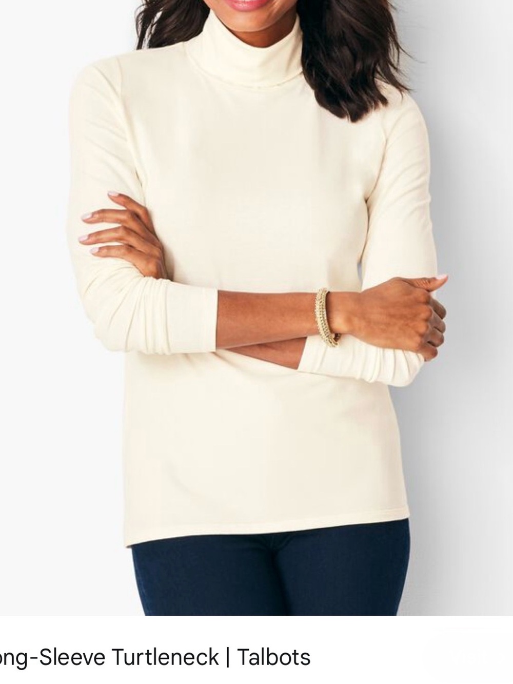 Talbots Ivory Cotton Long-Sleeve Turtleneck Top SP
